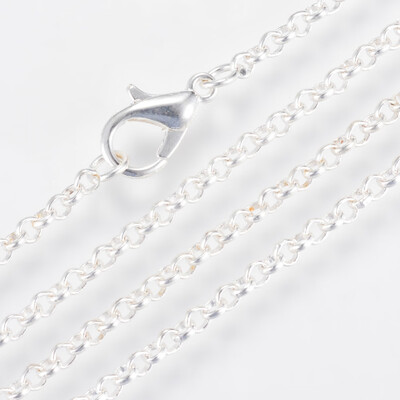 Iron Rolo Chains Necklace Makings with Lobster Clasps Soldered Silver 236"60cm
Iron Rolo Chains Necklace Makings with Lobster Clasps Soldered Silver 236"60cm