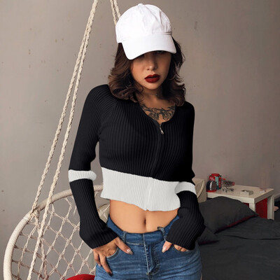 Tailored Women Autumn Long Sleeve Color Splicing Zipper Knitting Pullover Short Blouse
Tailored Women Autumn Long Sleeve Color Splicing Zipper Knitting Pullover Short Blouse