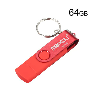 MaiKou 2-in-1 USB 30 Flash Drive USB Flash Disk Red&128GB