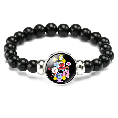Kpop BTS Bangtan Boys Bracelet Time Gemstone Beaded Retractable Bracelet Fashion Wristband Jewelry for Unisex