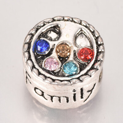 Alloy European Beads with Rhinestones Large Hole Beads Flat Round with Tree of Life & Love Family Antique Silver Colorful
Alloy European Beads with Rhinestones Large Hole Beads Flat Round with Tree of Life & Love Family Antique Silver Colorful