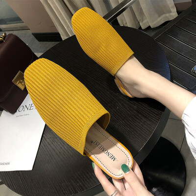 Summer thick heel muller slippers womens fashion pointed knitting elastic retro Baotou half slippers with
Summer thick heel muller slippers womens fashion pointed knitting elastic retro Baotou half slippers with