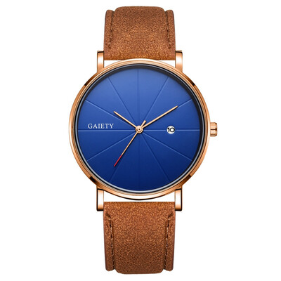 Gobestart Fashion Simple Simple Casual Calendar Business Leather With Strap Mens Watch