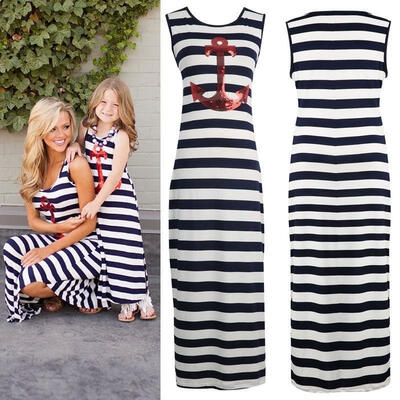 Women Kids Baby Girl Boho Navy Stripe Anchor Vest Sundress Long Maxi Party Dress
Women Kids Baby Girl Boho Navy Stripe Anchor Vest Sundress Long Maxi Party Dress