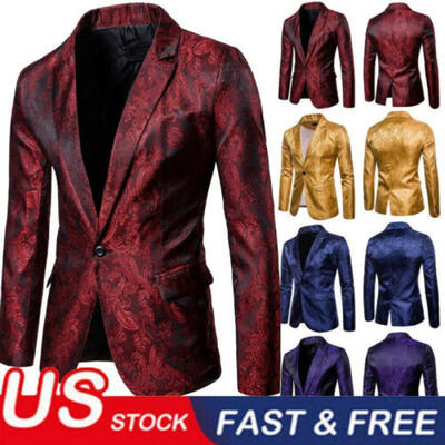 Luxury Mens Jacquard Suit Coat Casual Slim Formal One Button Blazer Jacket Tops
Luxury Mens Jacquard Suit Coat Casual Slim Formal One Button Blazer Jacket Tops