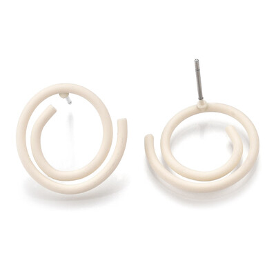Spray Painted Iron Ear Studs with Steel Pins Linen 185x185mm Pin 07mm