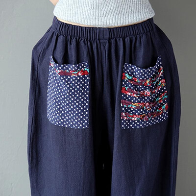 Vintage Women Ethnic Splicing Harem Pants Elastic Waist Wide Leg Trousers Baggy Loose Cotton Linen Pants
Vintage Women Ethnic Splicing Harem Pants Elastic Waist Wide Leg Trousers Baggy Loose Cotton Linen Pants