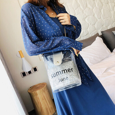 Tailored Womens Bag Sequins Jelly Transparent Wild Messenger Bag Shoulder Bag