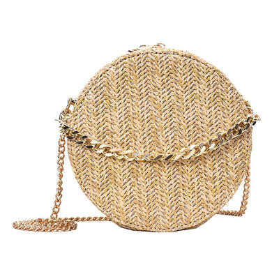 Round Shoulder Messenger Handbags Women Small Chain Weaving Crossbody Bags