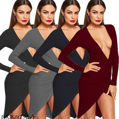 New Sexy Womens Ladies Wrap V-neck Jumper Mini Dress Winter Bodycon Evening Party Dresses
New Sexy Womens Ladies Wrap V-neck Jumper Mini Dress Winter Bodycon Evening Party Dresses