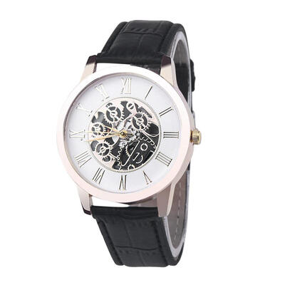 Casual Women Round Dial Watch Lady Leather Strap Analog Quartz Wristwatches