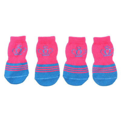 4pcs Non-Slip Pet Dog Socks Soft Warm Knitted Socks Cute Cartoon Teddy Sock
