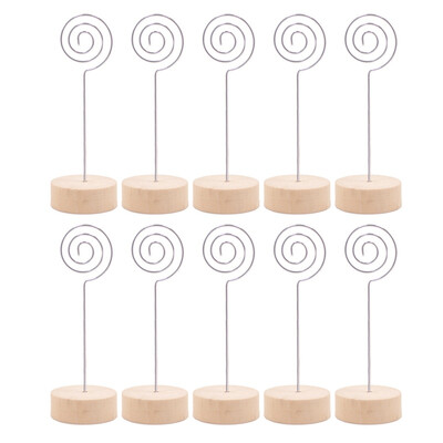 10PCS Wood Place Card Holder Stand With Swirl Wire Clip Clasp For Displaying Memo Photo Picture Table Number Cards Name Sign
10PCS Wood Place Card Holder Stand With Swirl Wire Clip Clasp For Displaying Memo Photo Picture Table Number Cards Name Sign