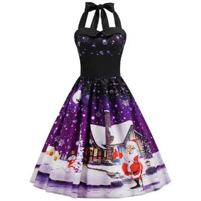 Cross-border retro womens Christmas new sexy hanging neck wrapped chest Slim print large swing dress X3111 Rose
Cross-border retro womens Christmas new sexy hanging neck wrapped chest Slim print large swing dress X3111 Rose