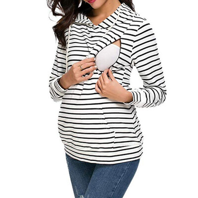 New Maternity Nursing Hoodie Casual Long Sleeve Striped Pregnant Women Breastfeeding Hooded Sweatshirt Pregnancy Clothing
New Maternity Nursing Hoodie Casual Long Sleeve Striped Pregnant Women Breastfeeding Hooded Sweatshirt Pregnancy Clothing