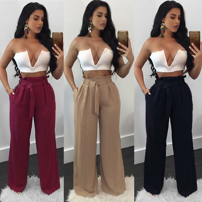 Womens OL Office Loose Stretch High Waist Wide Leg Long Pants Palazzo Trousers 
Womens OL Office Loose Stretch High Waist Wide Leg Long Pants Palazzo Trousers