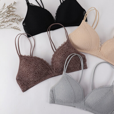 Honey Pig bra thin section no steel ring simple lace sexy beauty back gathering girl underwear small chest bra no trace smooth thin cup W5063 brown 80B
Honey Pig bra thin section no steel ring simple lace sexy beauty back gathering girl underwear small chest bra no trace smooth thin cup W5063 brown 80B
