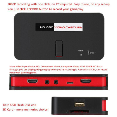 HD Video Game Capture 1080P HD YPbPr Component or Composite Recorder into USB Disk SD Card For Blue-ray DVD Player PS3 PS4 Set-t
HD Video Game Capture 1080P HD YPbPr Component or Composite Recorder into USB Disk SD Card For Blue-ray DVD Player PS3 PS4 Set-t
