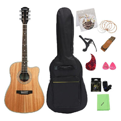 ammoon 41" Cutaway Acoustic Folk Guitar Sapele Body Rosewood Fingerboard with Gig Bag Capo Tuner Cleaning Cloth Strings Guitar Str
ammoon 41" Cutaway Acoustic Folk Guitar Sapele Body Rosewood Fingerboard with Gig Bag Capo Tuner Cleaning Cloth Strings Guitar Str
