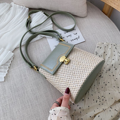 Summer womens 2019 new Korean version of hand-held one-shoulder bag fashion foreign atmosphere leisure oblique bucket bag