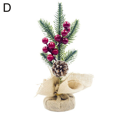 Christmas Artificial Pine Branch Cone Berry Ornament Bonsai Desk Table DIY Decor