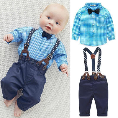 Newborn Kids Baby Boy Bow Tie Plaid ShirtSuspender Pants Trousers Outfit Set 
Newborn Kids Baby Boy Bow Tie Plaid ShirtSuspender Pants Trousers Outfit Set