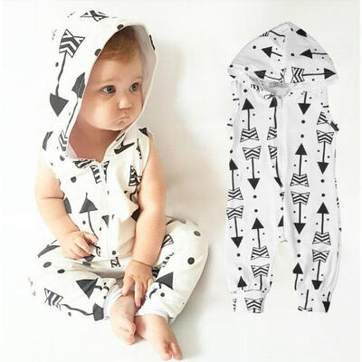 0-2Y Newborn Infant Baby Boy Girl Romper Hooded Jumpsuit Bodysuit Clothes Outfit
