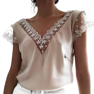 Women Short Sleeve Tops V-neck Blouse Mesh Backless T-shirt Formal Shirts Casual
Women Short Sleeve Tops V-neck Blouse Mesh Backless T-shirt Formal Shirts Casual