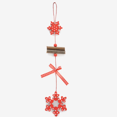DIY Red Christmas Snowflakes Star Tree Wooden Pendants