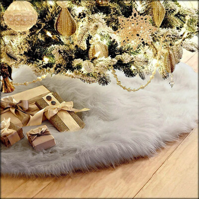 JPGIF 75cm Christmas Plush Long Haired Christmas Tree Skirt Christmas Home Decor GN