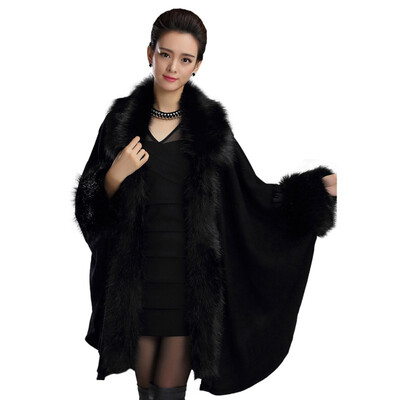 Fashion Women Furry Cape Knit Wrap Scarf Shawl Cape Coat With Luxury Faux Fur Collar Sweater Plus Size 2019
Fashion Women Furry Cape Knit Wrap Scarf Shawl Cape Coat With Luxury Faux Fur Collar Sweater Plus Size 2019