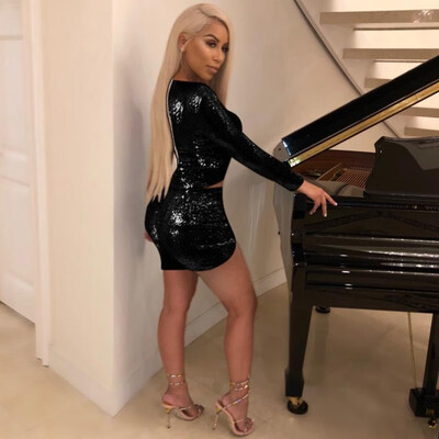 Sexy Women Sequined Two Piece Set Crop Top V-Neck Long Sleeve Shorts Club Party Suits Outfits PinkBlack
Sexy Women Sequined Two Piece Set Crop Top V-Neck Long Sleeve Shorts Club Party Suits Outfits PinkBlack