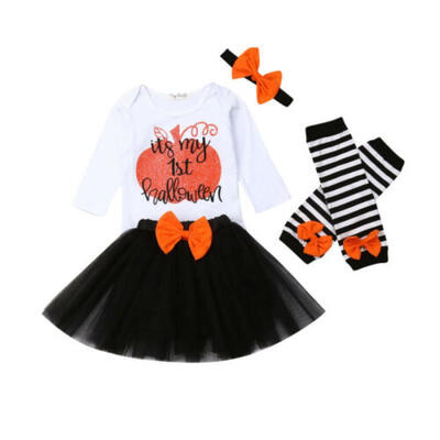 US 0-24M Baby Girl Skirts Outfit My First Halloween Romper Tulle Tutu Skirts Set