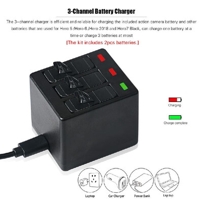 3-Channel Action Camera Battery Charger with 2pcs 1200mAh 44V Rechargeable Action Camera Batteries for GoPro Hero 5Hero 6 Hero
3-Channel Action Camera Battery Charger with 2pcs 1200mAh 44V Rechargeable Action Camera Batteries for GoPro Hero 5Hero 6 Hero