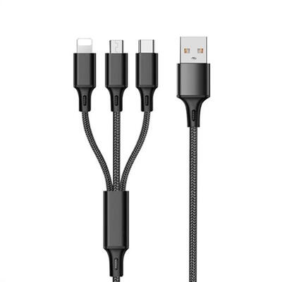 Lightning Type C Micro USB 3-in-1 Data Cable Nylon Braided 3A Fast Charging Cable 1m For IPhone Samsung Galaxy LG HTC -1m
Lightning Type C Micro USB 3-in-1 Data Cable Nylon Braided 3A Fast Charging Cable 1m For IPhone Samsung Galaxy LG HTC -1m