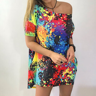 Starmoon Women T-shirt Short Sleeve Skew Collar Tie Dyeing Printed Casual Long Blouse
Starmoon Women T-shirt Short Sleeve Skew Collar Tie Dyeing Printed Casual Long Blouse