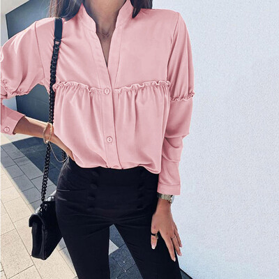 Tailored Womens Fashion V-collar Button Shirt in Pure Colors&Loose Sleeves Blouses
Tailored Womens Fashion V-collar Button Shirt in Pure Colors&Loose Sleeves Blouses
