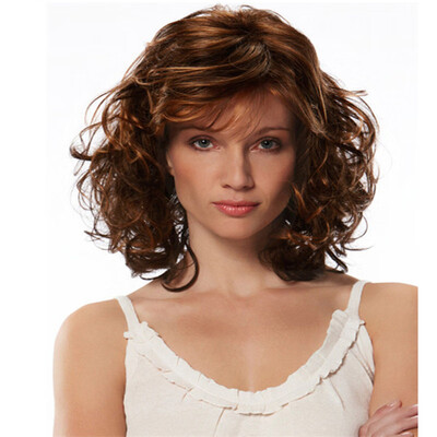 Middle-Aged Women\ Short Curly Facial Wig