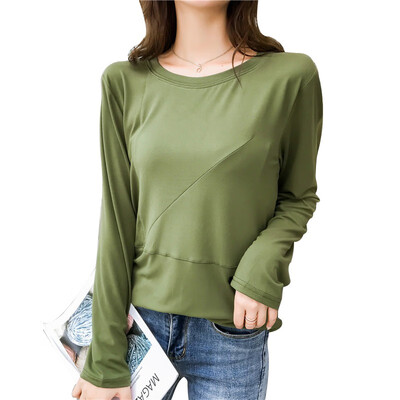 2019 Autumn Korean O-Neck T shirt women Solid wild Casual long-sleeved T-shirt Polyester Tshirt plus size Tops Harajuku
2019 Autumn Korean O-Neck T shirt women Solid wild Casual long-sleeved T-shirt Polyester Tshirt plus size Tops Harajuku