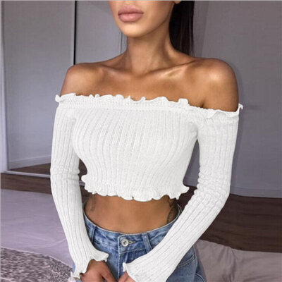 Women T Shirt Off Shoulder Crop Top For Women Long Sleeve Solid Short T-Shirt Women Slash Neck Cotton Knitted T shirt Women
Women T Shirt Off Shoulder Crop Top For Women Long Sleeve Solid Short T-Shirt Women Slash Neck Cotton Knitted T shirt Women
