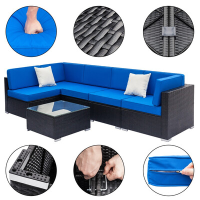 6pcs Outdoor Patio Garden Furniture Sectional Pe Wicker Rattan Sofa Set
