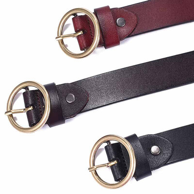 Vintage round buckle ladies belt top layer leather belt leather simple wild Korean casual belt
Vintage round buckle ladies belt top layer leather belt leather simple wild Korean casual belt