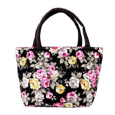 Lovely Flower Printed Female Bags Small Canvas Handbag Portable Lunch Bag
Lovely Flower Printed Female Bags Small Canvas Handbag Portable Lunch Bag