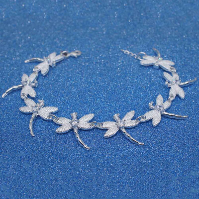 Women Silver Eight Dragonfly Bracelet Jewelry Gift Charm