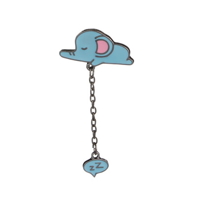 Women Cute Sleeping Animal Cat Pig Penguin Chain Brooches Oil Drop Enamel Pins