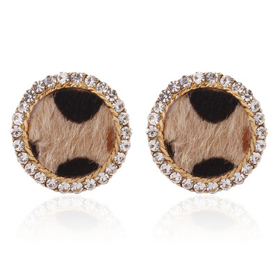 Leopard Print Cloth Rhinestone Stud Earrings with Alloy Findings&925 Sterling Silver Pin Flat Round Tan 22mm
Leopard Print Cloth Rhinestone Stud Earrings with Alloy Findings&925 Sterling Silver Pin Flat Round Tan 22mm