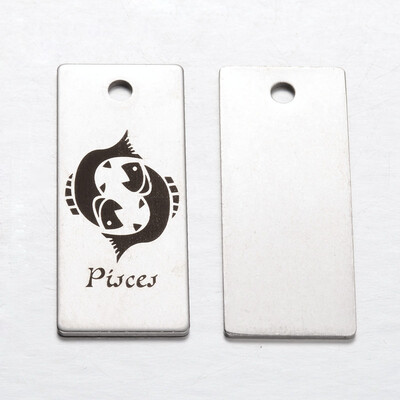 Spray Painted Stainless Steel Pendants Rectangle with Twelve ConstellationZodiac Signs Pisces 38x16x1mm Hole 3mm
Spray Painted Stainless Steel Pendants Rectangle with Twelve ConstellationZodiac Signs Pisces 38x16x1mm Hole 3mm