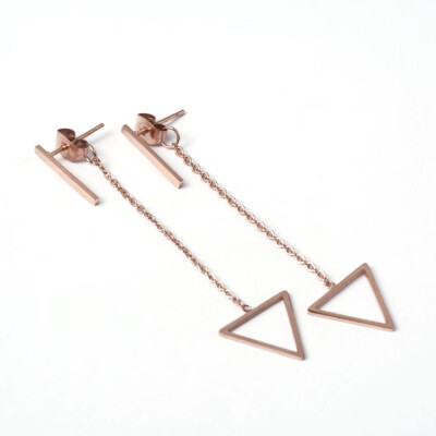 304 Stainless Steel Stud Earrings with Long Chain Triangle Rose Gold 59mm Pin 08mm
304 Stainless Steel Stud Earrings with Long Chain Triangle Rose Gold 59mm Pin 08mm