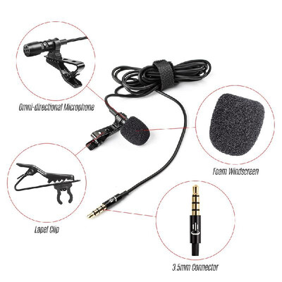 Lavalier Lapel Portable Clip-on Microphone Mic 35mm Audio Plug Length 15m Omni-directional Noise-canceling Mic for Smartphone Ca
Lavalier Lapel Portable Clip-on Microphone Mic 35mm Audio Plug Length 15m Omni-directional Noise-canceling Mic for Smartphone Ca