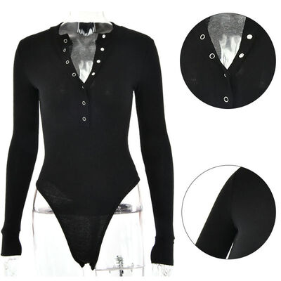 Sexy V Neck Knitted Bodysuit Women Black Long Sleeve Buttons Rompers Womens Jumpsuit One-pieces Bodysuits
Sexy V Neck Knitted Bodysuit Women Black Long Sleeve Buttons Rompers Womens Jumpsuit One-pieces Bodysuits